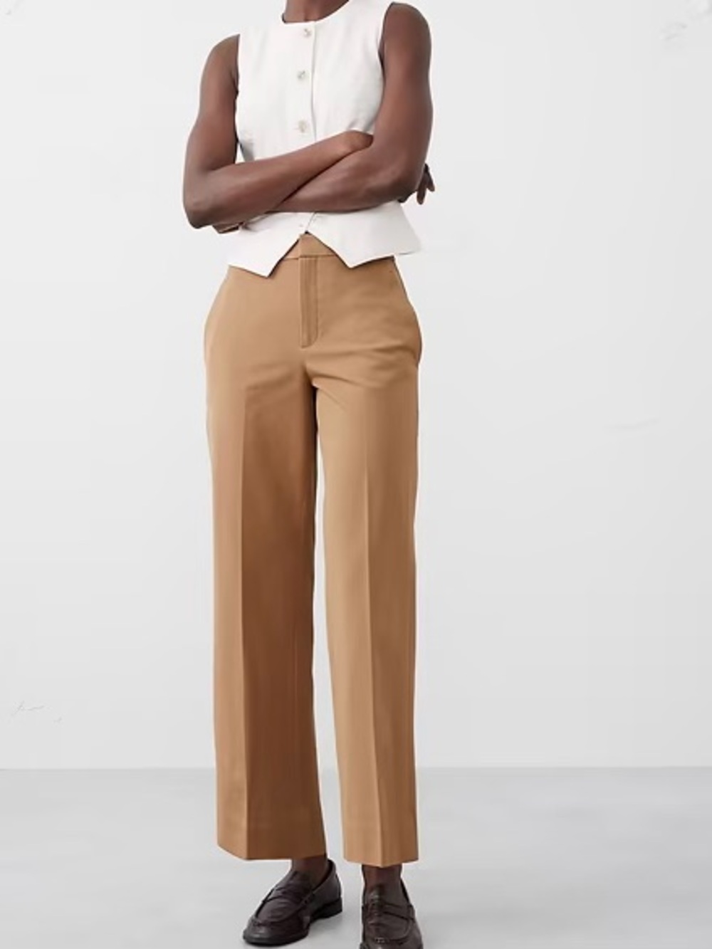 Banana Republic Camel Wide-Leg High-Rise Trousers